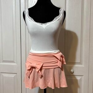Edikted Peach Mini Skirt with Bow Details